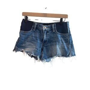Joe’s Jeans Maternity The Ozzie Denali Mid Rise Cut Off Denim Shorts Size 26 Raw